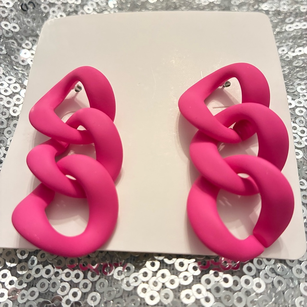 Bold Pink Chain Link Earrings